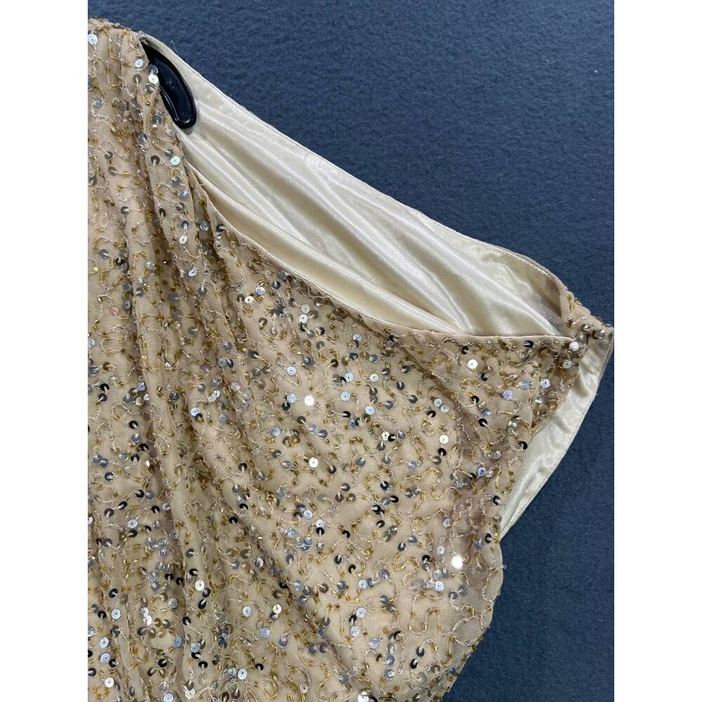 Aidan Mattox Gold Sequin Silk Dolman Cold Shoulder Cocktail Dress 16 A008915 - Picture 5 of 9